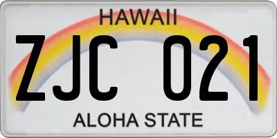 HI license plate ZJC021