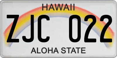 HI license plate ZJC022