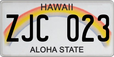 HI license plate ZJC023