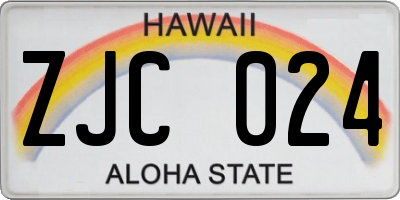 HI license plate ZJC024