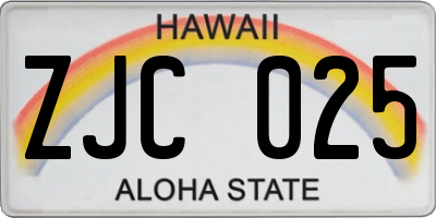 HI license plate ZJC025