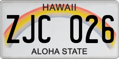 HI license plate ZJC026