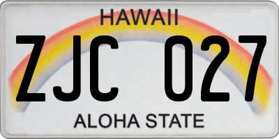 HI license plate ZJC027