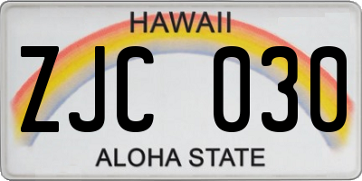 HI license plate ZJC030
