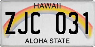 HI license plate ZJC031