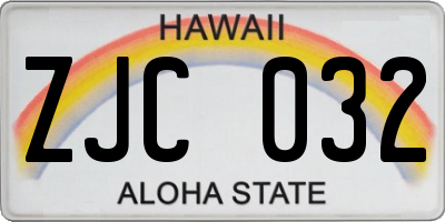 HI license plate ZJC032