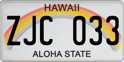 HI license plate ZJC033