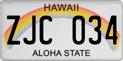 HI license plate ZJC034