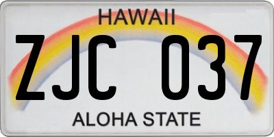 HI license plate ZJC037