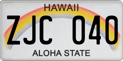 HI license plate ZJC040