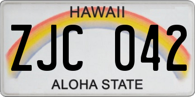 HI license plate ZJC042