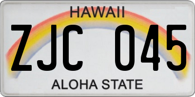 HI license plate ZJC045