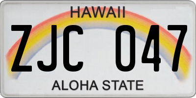 HI license plate ZJC047