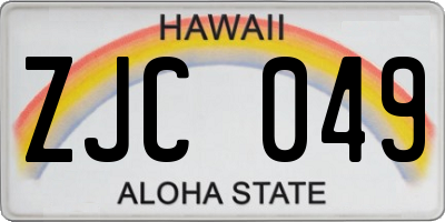HI license plate ZJC049