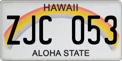 HI license plate ZJC053