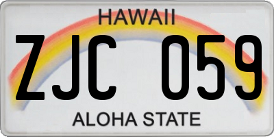 HI license plate ZJC059