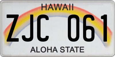 HI license plate ZJC061