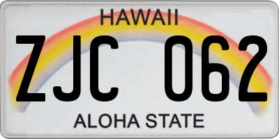 HI license plate ZJC062