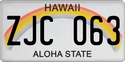 HI license plate ZJC063