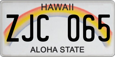 HI license plate ZJC065