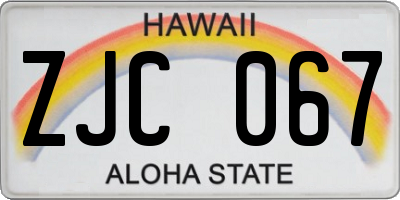 HI license plate ZJC067