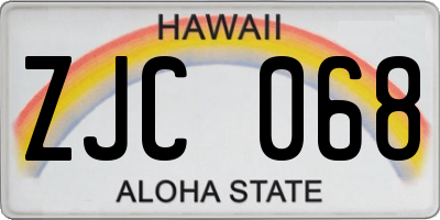 HI license plate ZJC068