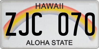 HI license plate ZJC070