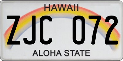 HI license plate ZJC072