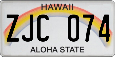 HI license plate ZJC074
