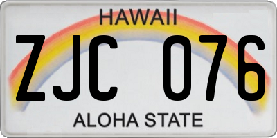 HI license plate ZJC076