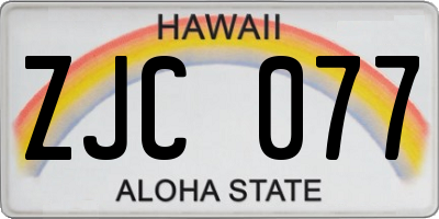 HI license plate ZJC077