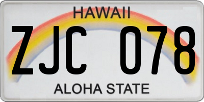 HI license plate ZJC078