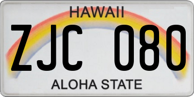HI license plate ZJC080