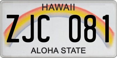 HI license plate ZJC081
