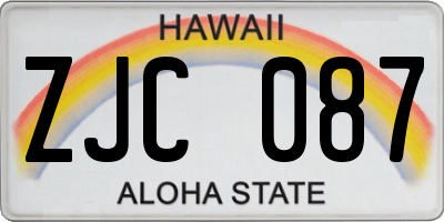 HI license plate ZJC087