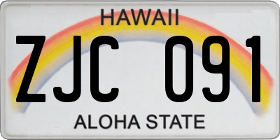 HI license plate ZJC091