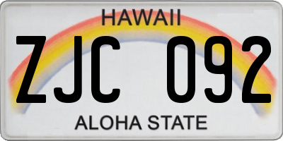 HI license plate ZJC092