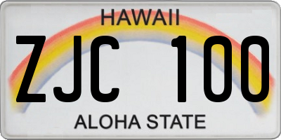 HI license plate ZJC100