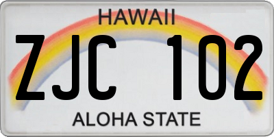 HI license plate ZJC102