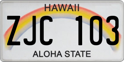 HI license plate ZJC103