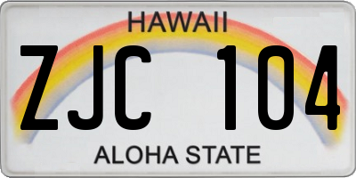 HI license plate ZJC104