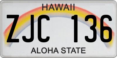 HI license plate ZJC136