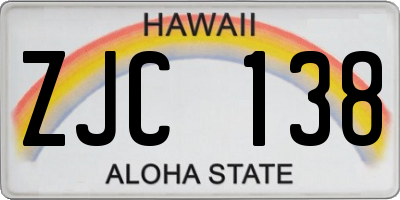 HI license plate ZJC138