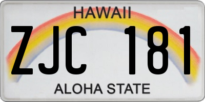 HI license plate ZJC181