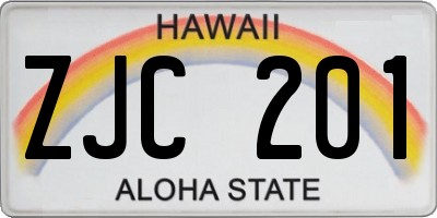 HI license plate ZJC201