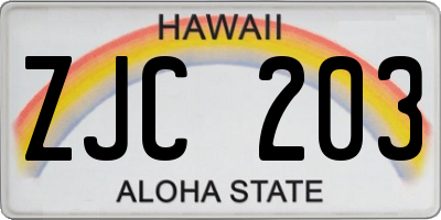 HI license plate ZJC203