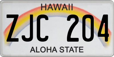 HI license plate ZJC204