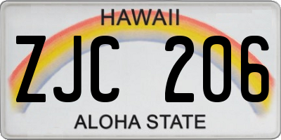 HI license plate ZJC206