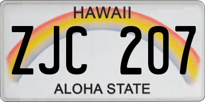HI license plate ZJC207