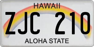 HI license plate ZJC210